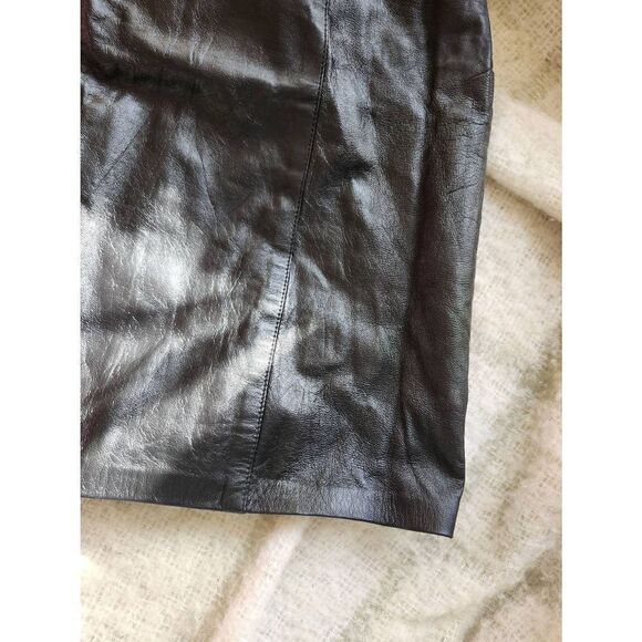 90s Vintage Black Leather Slit Skirt By GOSSIP S - Picture 6 of 6